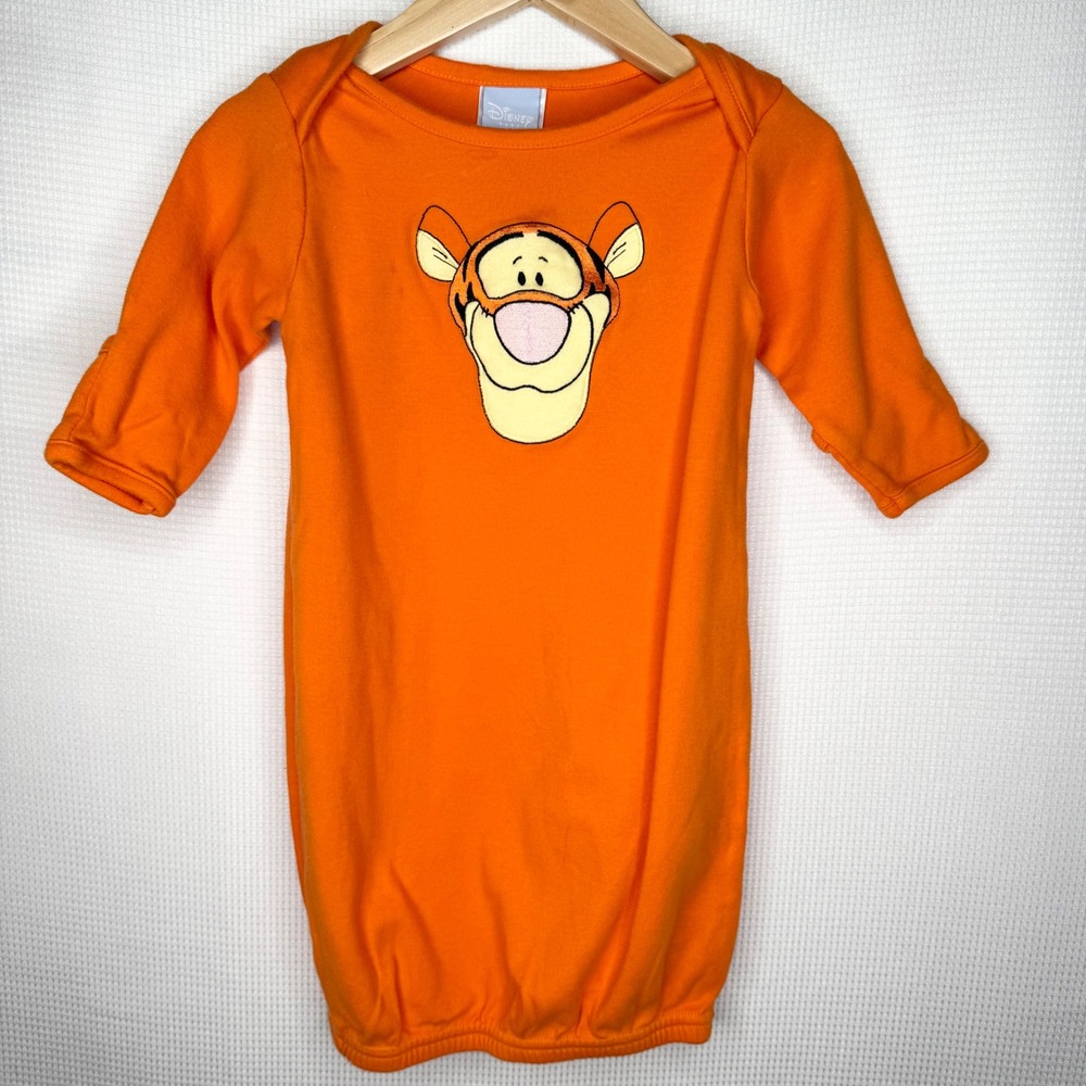 Vintage Disney Baby Embroidered Tigger Orange Sleeper Gown 3-6 Months Early 90s